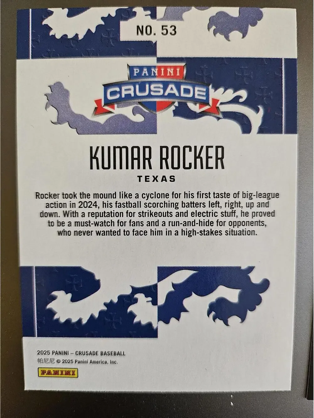 2025 Panini Crusade - Kumar Rocker (RC) Rookie  #53 - Rangers